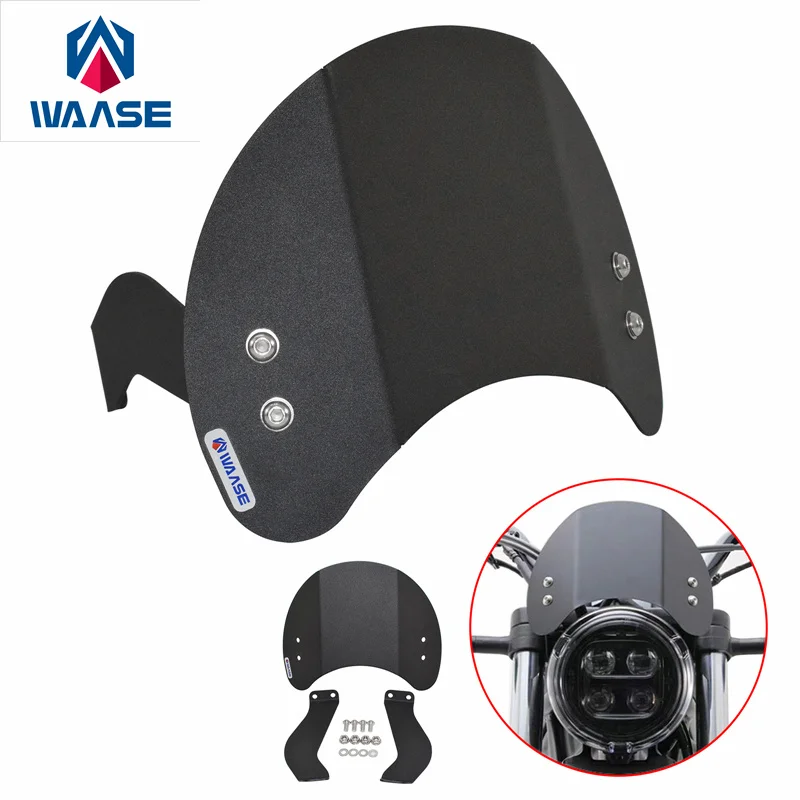 Waase Aluminium Windscreen Windshield Wind Deflector Shield Screen Visor Glass For Honda Rebel 300 500 Cmx300 Cmx500 2017-2022