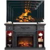 54" Farmhouse Electric Fireplace with Mantel, 33" Tall LED Fireplace TV Stand w/7 Lighting Colors, 23'' Freestanding Electric 5