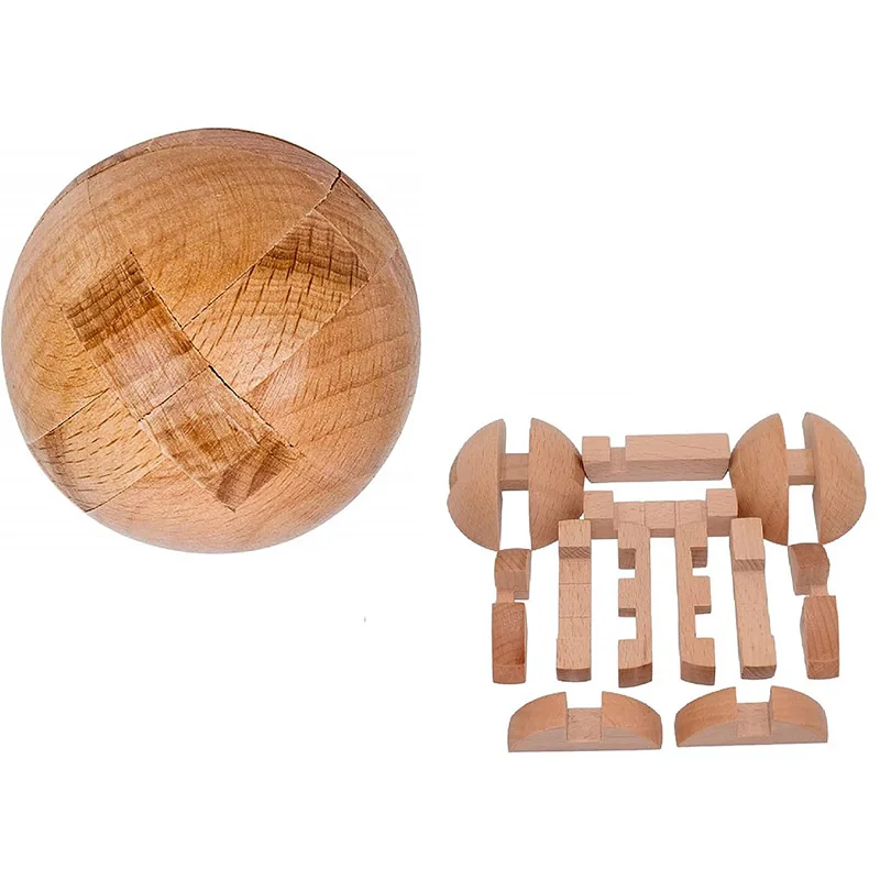 Wooden Puzzle Games Brain Teasers Toy- 3D Puzzles for Teens and Adults -  Wooden Logic Puzzle Wood Snake Cube Cube Magic Ball Brain Teaser  Intellectual Removing Assembling Toy 