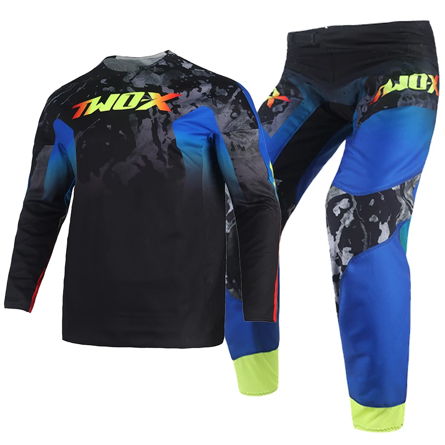 

Free Shipping 180 Motocross Gear Set MX Offroad Blue Yellow Jersey and Pants Combo BMX DH Enduro Dirt Bike Downhill Race Suit