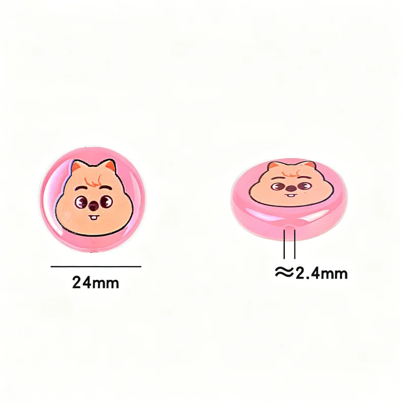 BT21 Beads 10pcs Through-hole Flat Beads 24mm Random Style DIY Products Cartoon DIY Phone Rope Accessories