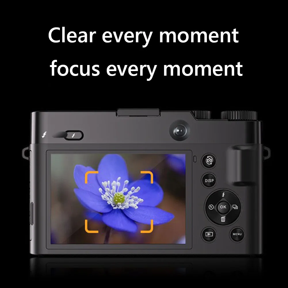4K 64MP Digital Camera Vlogging Camera with Anti-Shake Flash 16X Digital Zoom Selfie Compact for YouTube