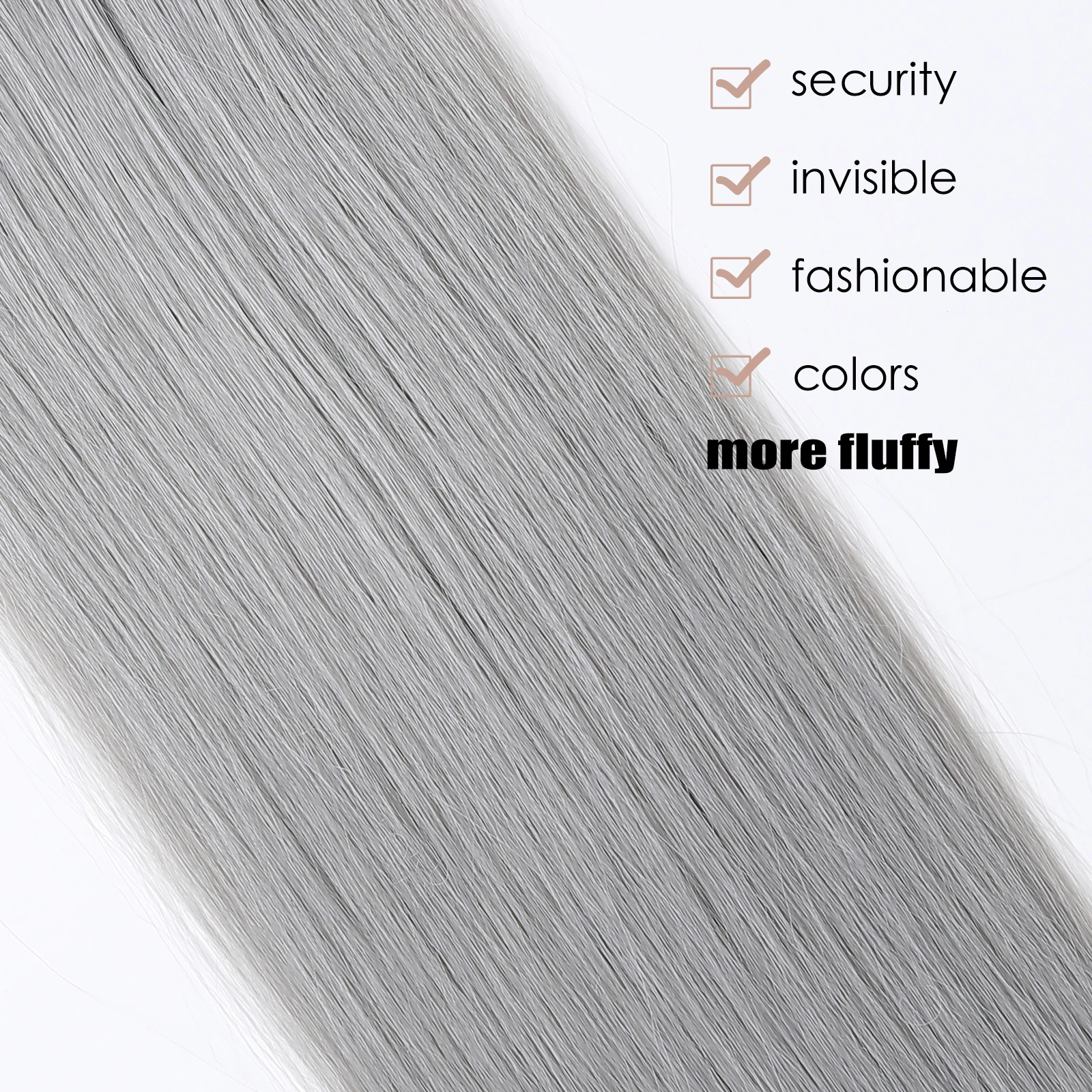 7Pcs/Set Silver Grey Synthetic Hairs Clip In Long Straight Natrual Thick Hairpieces For Women Cosplay Synthetic Hair Extensions for hair extensions