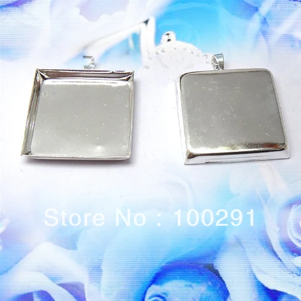 

Wholesales 100pcs/lot! 25mm square tall silver stone tray gem tray