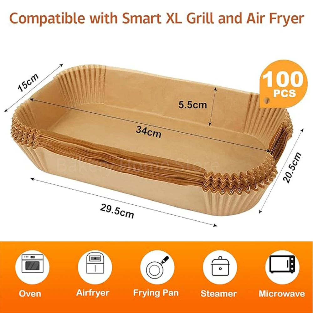 Air Fryer Disposable Liners Rectangle Air Fryer Parchment Paper Baking Tools For Ninja Foodi Smart XL 6-in-1 Indoor Grill 100Pcs Air Fryer Paper Disposable Air Fryer Liners Air Fryer Accessories Air Fryer Liners Parchment Baking Paper