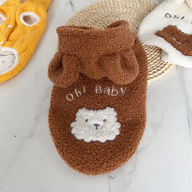 패션 강아지 재킷 코트 곰 패턴 강아지 옷 겨울 따뜻한 조끼 코트 귀여운 부드러운 재킷 프렌치 불독 강아지 옷 애완 동물 의상