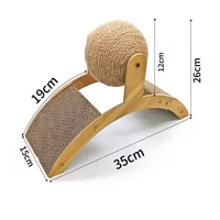2 In 1 Wooden Cat Scratching Ball Sisal Scratch Board Durable Grinding Paw Toy Solid Wood Scraper For Cats Kittens Pet Supplies 6