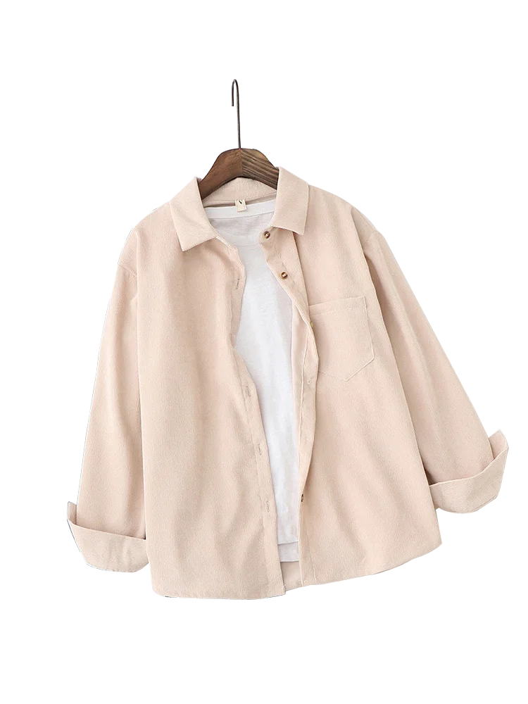 

Женские вельветовые блузки, рубашки, туника, Женские топы и блузки, женская одежда с длинным рукавом, на пуговицах, свободный белый цвет, новинка 2023