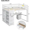 Bunk Beds Full Size Loft Bed with Wardrobe and Desk, Wood Loft Bed Frame with Storage Shelves and Drawers Kids Bed 5