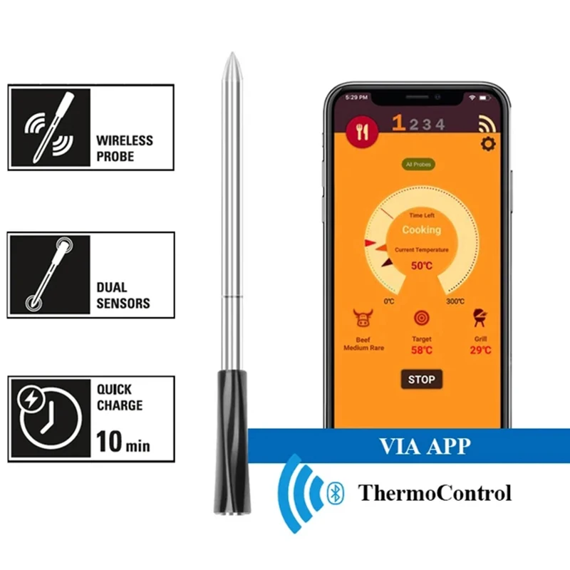 Wireless Meat Food Thermometer For Oven Grill BBQ Smoker Kitchen Smart Digital Bluetooth Barbecue Thermometer Temperature Gauge meat thermometer