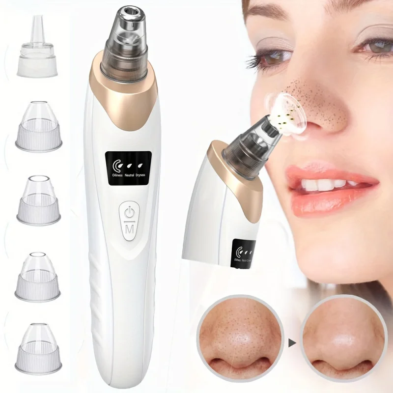 Blackhead Remover Facial Pore Cleanser Acne Remover Blackhead Remover Pore Vacuum 5 Suction USB Rejected Facial Pore Cleaner Kit For Adult Acne Extractor Tool