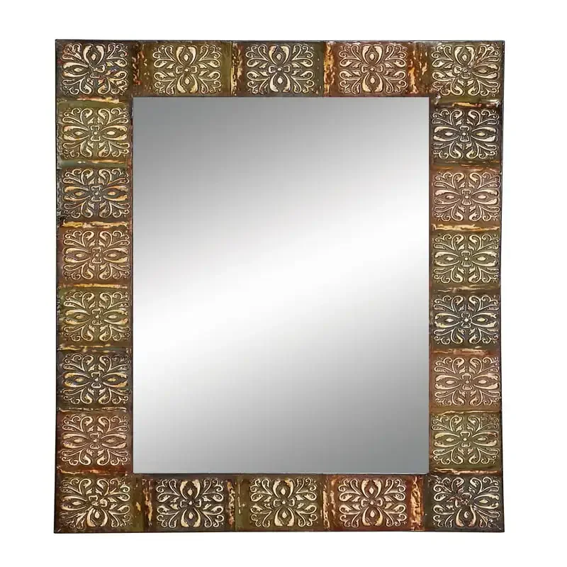 

24" x 36" Multi Colored Floral Wall Mirror with Embossed Metal