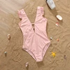 Mom and Daughter Matching Clothes 2025 Summer Women Girls One-Piece Suit Swimwear Ruffles Holiday Beachwear High Waist Swimsuit 3
