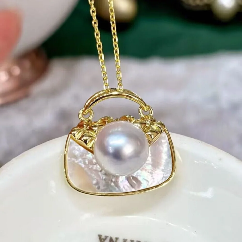 

Gorgeous 9-10mm South Sea Round White Pearl Pendant 925s Perfect 8-11mm