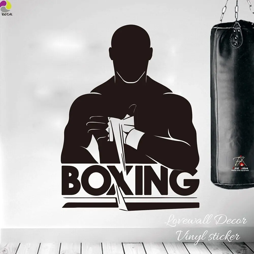 Boxe Lotta Sport Wall Sticker Palestra Fitness Boxer Sport Workout Esercizio Muscle Wall Decal Vinile Easy Wall Art Murale