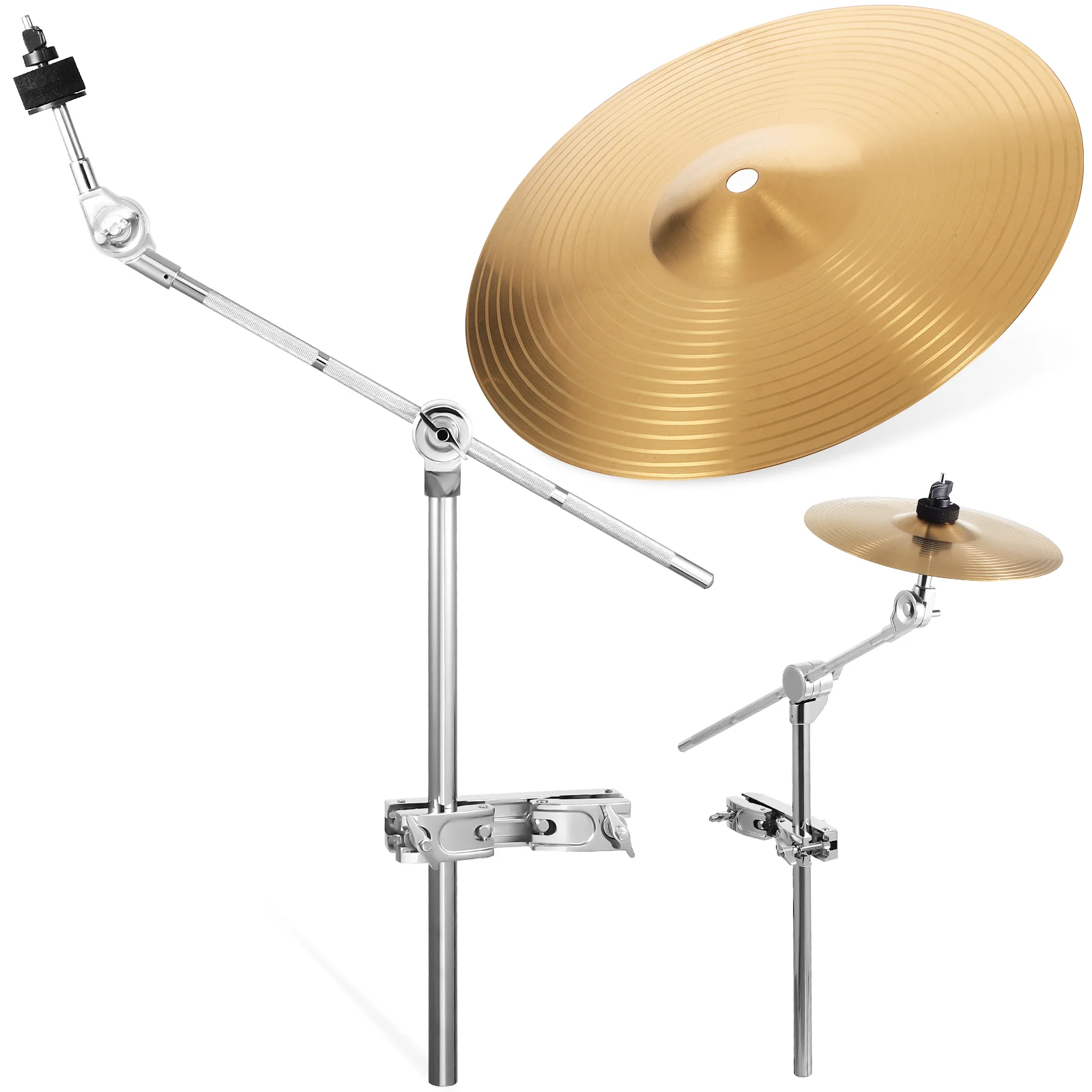 

Drum Cymbal 10 Inch Mute Splash Cymbal with Heavy Duty Cymbal Boom Holder for Drum Practice