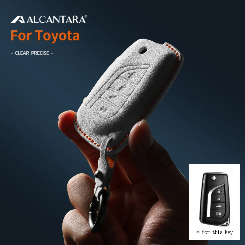 

Alcantara Suede Remote Car Key Shell Case Coverk For Toyota Corolla Camry 70 Prius C-HR Levin Reiz 4 Buttons Keychain