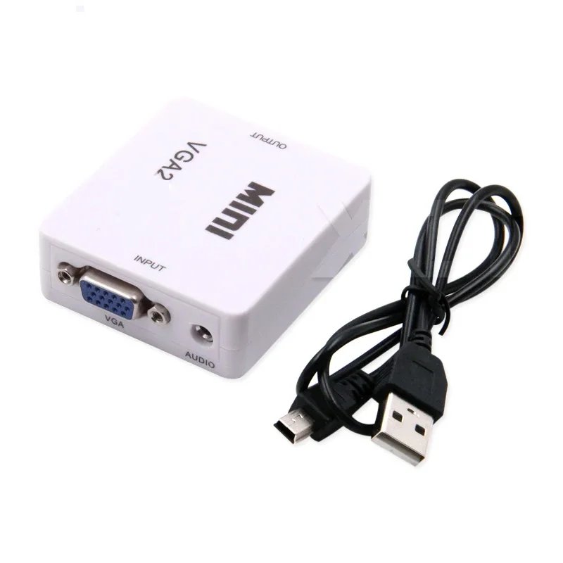 Convertitore Adattatore Mini Vga A Hdmi Compatibile 1080P Con Scatola Connettore Audio Aux Alimentazione Usb Per Proiettore Hdtv Xbox Ps4 Pc Laptop
