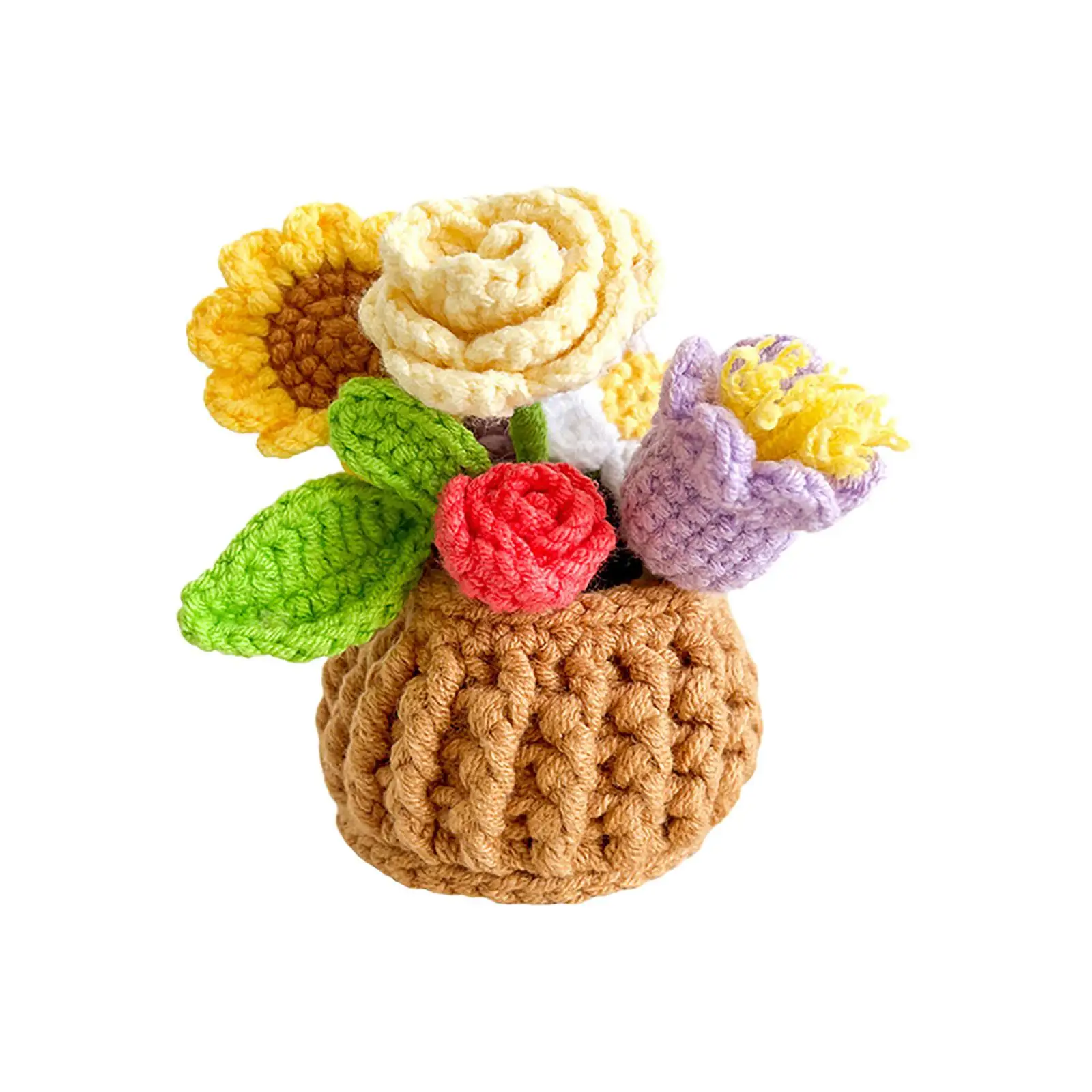 Completed Crochet Flowers Bouquet Versatile for Table Centerpieces Gift to Friends Women Home Decoration Christmas Anniversary