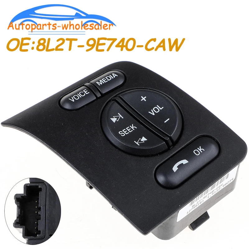Steering Wheel Volume Seek Voice Media Switch Button 8L2T-9E740-CAW 8L2T9E740CAW BL2T-9E740-CAW For Ford Expedition 2009-2014