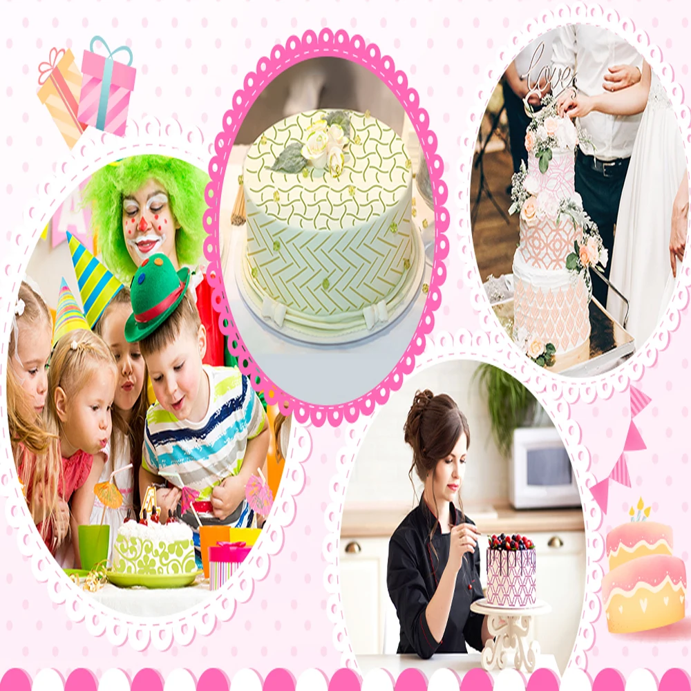 Description Picture 4 of itemFondant Cake Mesh Stamps Stencils Embossing for Decorating Tool Plastic Spray Mold Wedding Cookies Chocolate Drawing Painting