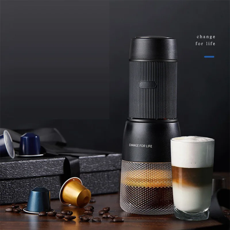 12V Portable Mini Smart Capsule Outdoor Camping Pod Handpress Coffee Maker Espresso Machine For Car Nespresso titanium alloy seals waterproof bottles canister medicine capsule bottle outdoor camping edc tool titanium seal bottle