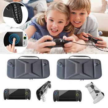 For ROG Ally X Handheld Game Console Accessories Bundle Hard Shell Waterproof Storage Bag + Tempered Glass Screen Protector 1