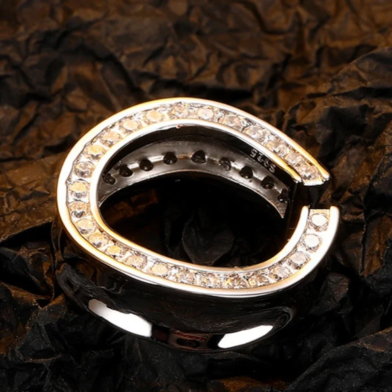 S925 Sterling Silver Rings For Women Men New Fashion Irregular Smooth Inlaid Micro Zircon Punk Adjustable Jewelry Free Shipping