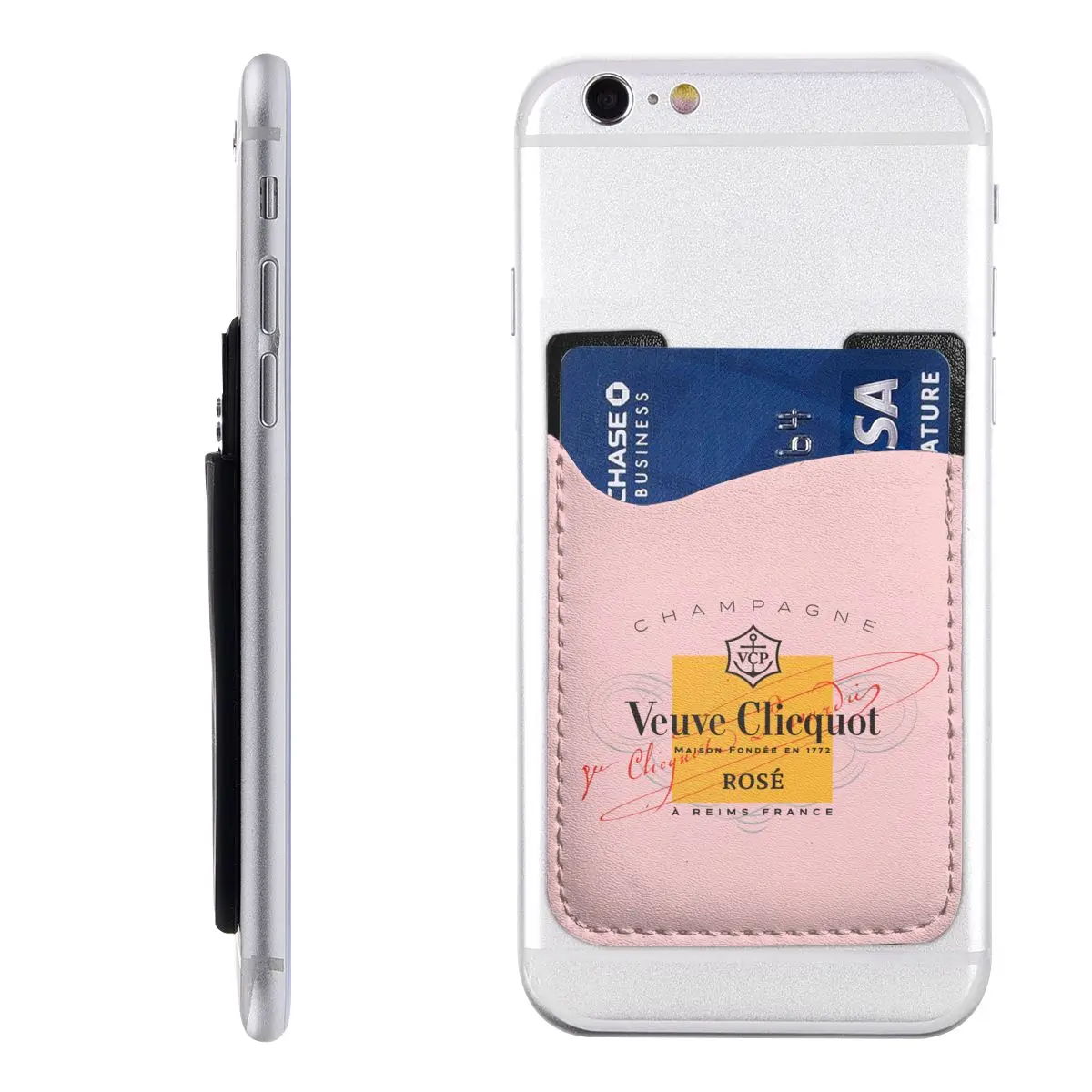Porta Carte Di Credito Per Cellulare Veuve Per Retro Del Telefono Custodia A Portafoglio Personalizzata In Pelle Pu Beer Clicquot Stick On