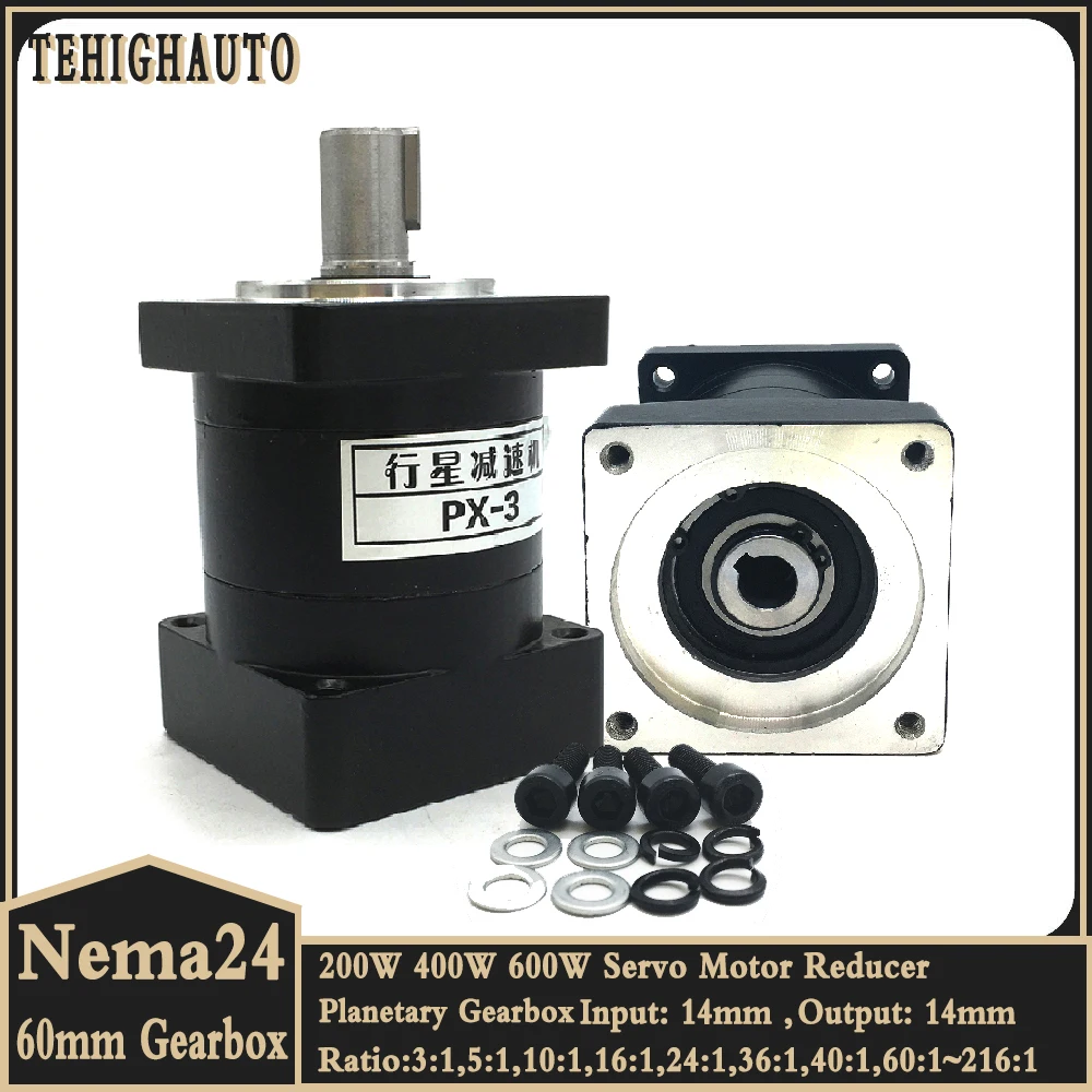 60MM Servo Planetary Speed Reducer Gearbox for Nema24 Motor Ratio 4:1-216:1 CNC 