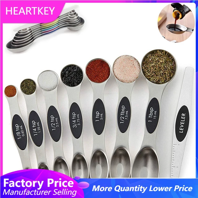 8Pcs/Set Magnetic Measuring Spoons Set With Leveler Stainless Steel Liquid  Ingredients Double Sided Measurement Set For Cooking - AliExpress