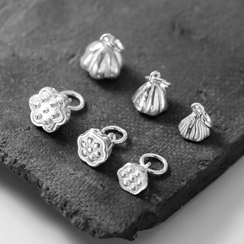 1pcLot925SterlingSilverLutusFlowerDecorationCharmsOrnament