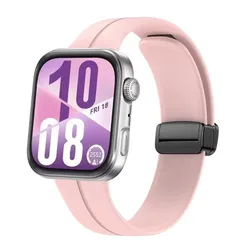 Sports Silicone Strap with Magnetic Buckle - Breathable Bracelet Accessory for Huawei Watch Fit 4 (Pink)