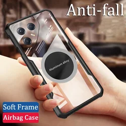 Clear Airbag Magnetic Suction Hard Cover with Cooling Back Casing for Tecno Pova 7 Neo (Black)
