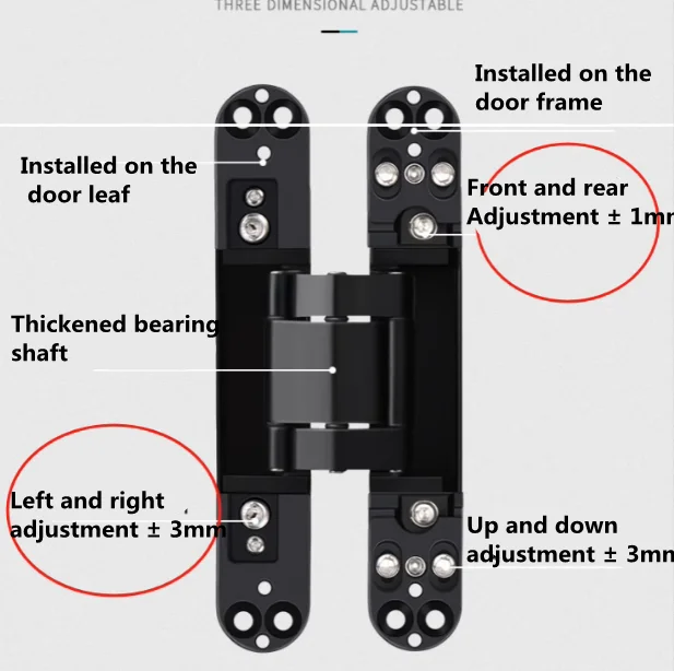 Interior Wood Door Hidden Hinge 1PCS 180 Degree 3D Adjustable Zinc Alloy Invisible Hinge door hinges