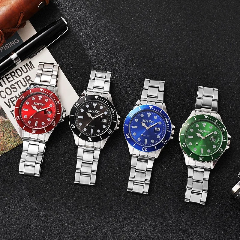 

Fashion Business Men's Steel Band Round Dial Calendar Quartz Watch Men's Essential Watch