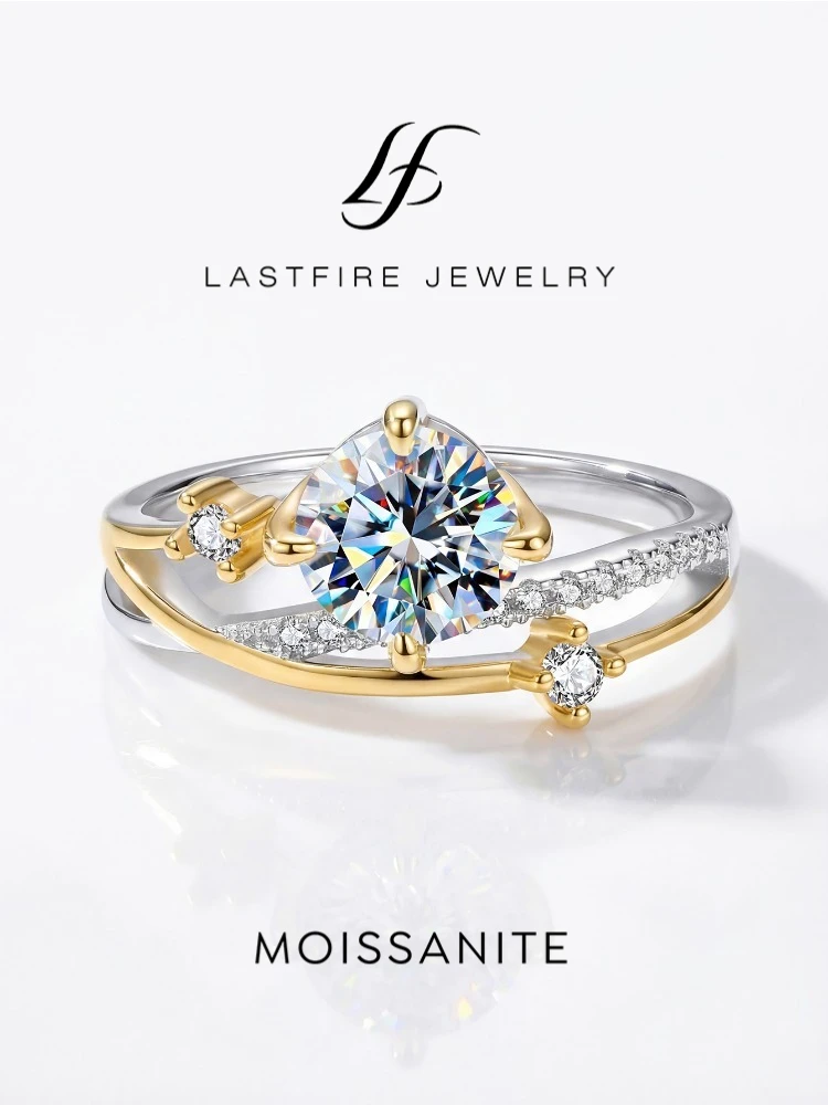 Anillos de Boda Románticos con Moissanita Certificada de 1 Quilate, Diseño de Caminos de Estrellas, para Mujer, Regalo de Plata de Ley 925, Joyería Fina