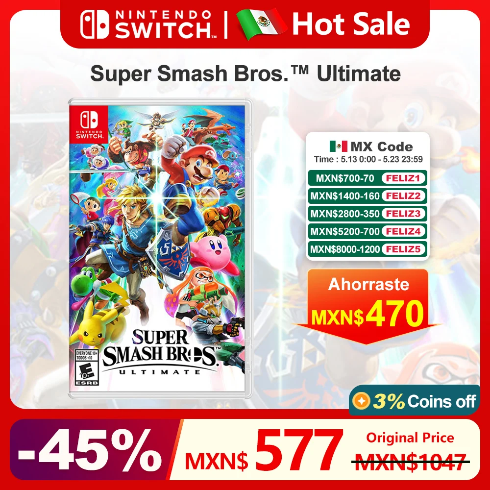 super-smash-bros-ultimate-nintendo-switch-game-deals-action-fighting-and-multiplayer-genre-for-switch-oled-lite-game-console