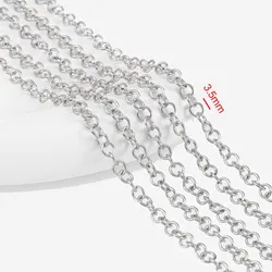 Stainless Steel Silver Square Link Chain for Jewelry Making - 3 Meters Total (3.5mm - Steel)
