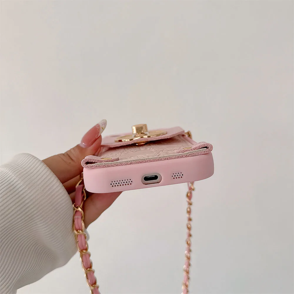 Elegant Butterfly Metal Chain Wallet Phone Case and Cover