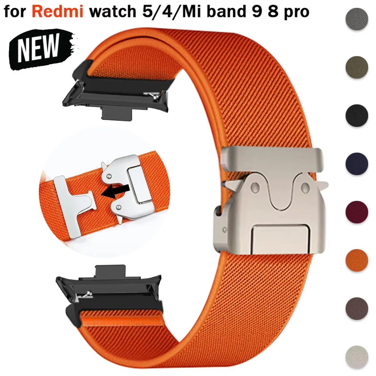 Nylon and Metal Sport Watchband Strap
