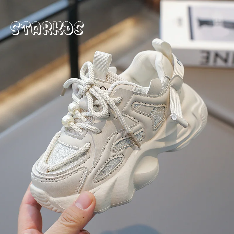 

Bling Glitter Sneakers For Kid Girls 2024 Spring New Light Weight Chunky Travel Shoes Child Brand Design Soft City Walk Zapatos