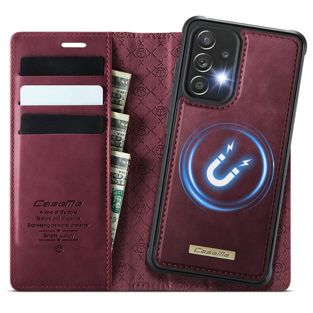Magnetic Leather Wallet Phone Case with Protective Bumper