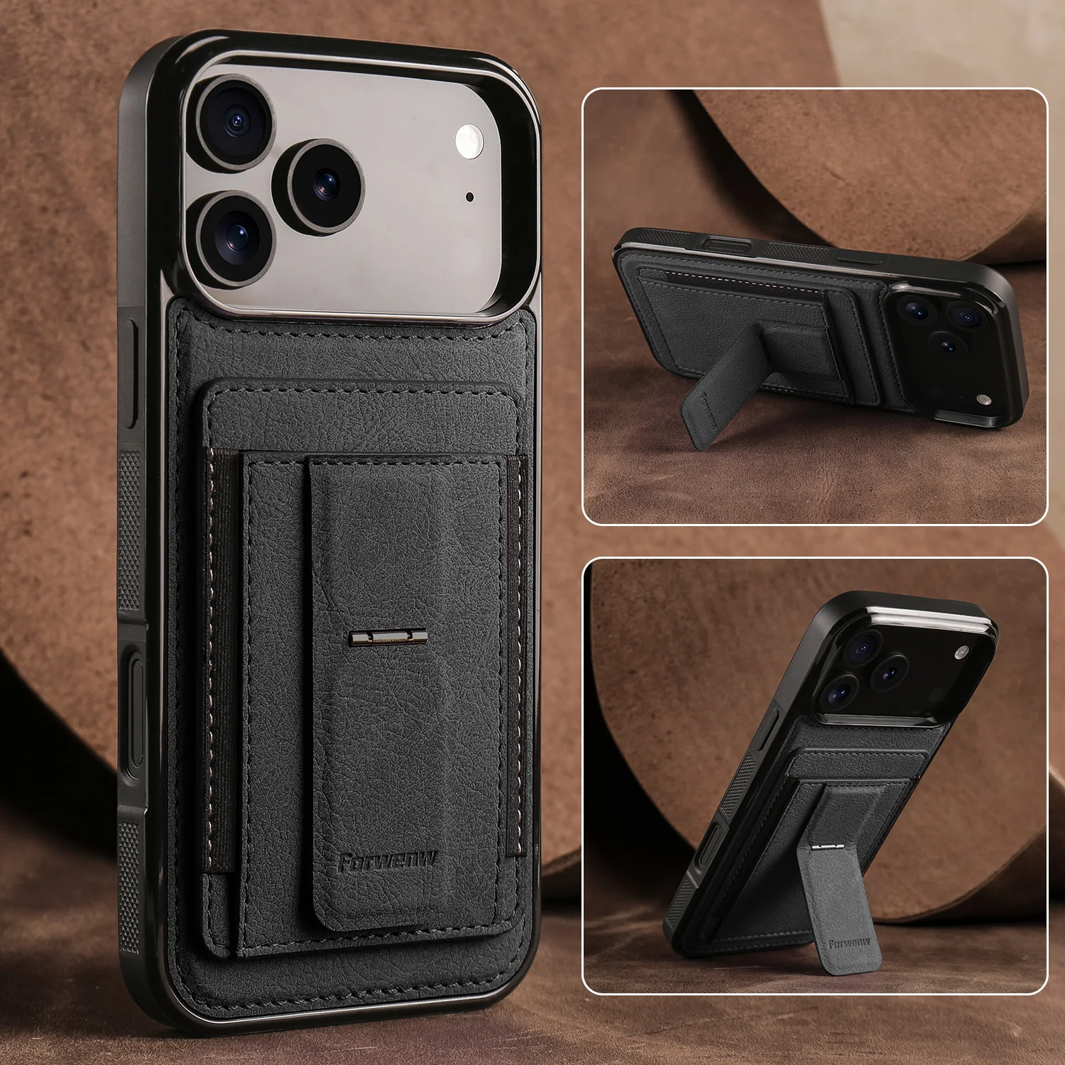 Premium Magnetic Leather Phone Case with Card Holder and Stand Feature