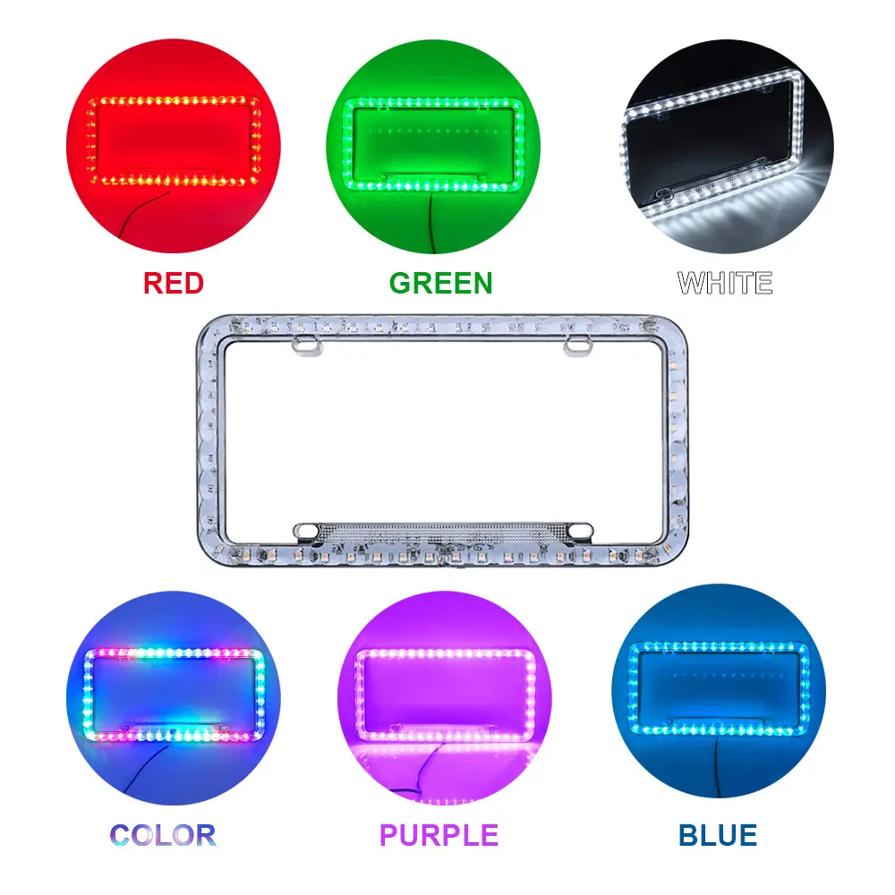 Number Plate Cover Light Up License Plate Frame 12V Multicolor
