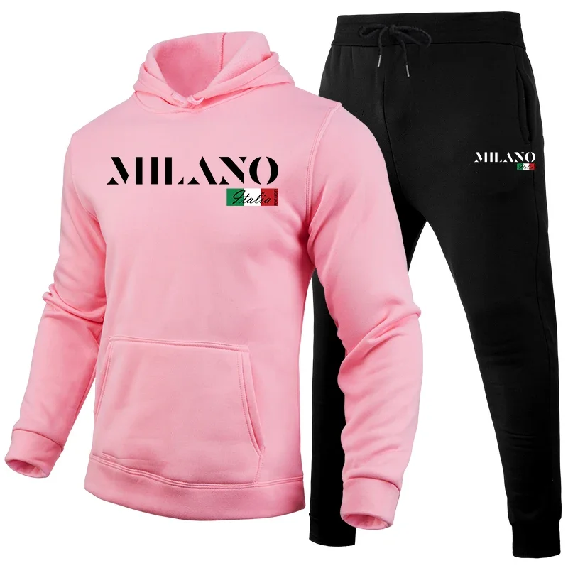 Male Daily Casual Sports Hoodie and Jogger Pants Gym Outfits Home Outdoor Warm Sportswear 2025 Hot Sale Men's Tracksuit 2pcs Set