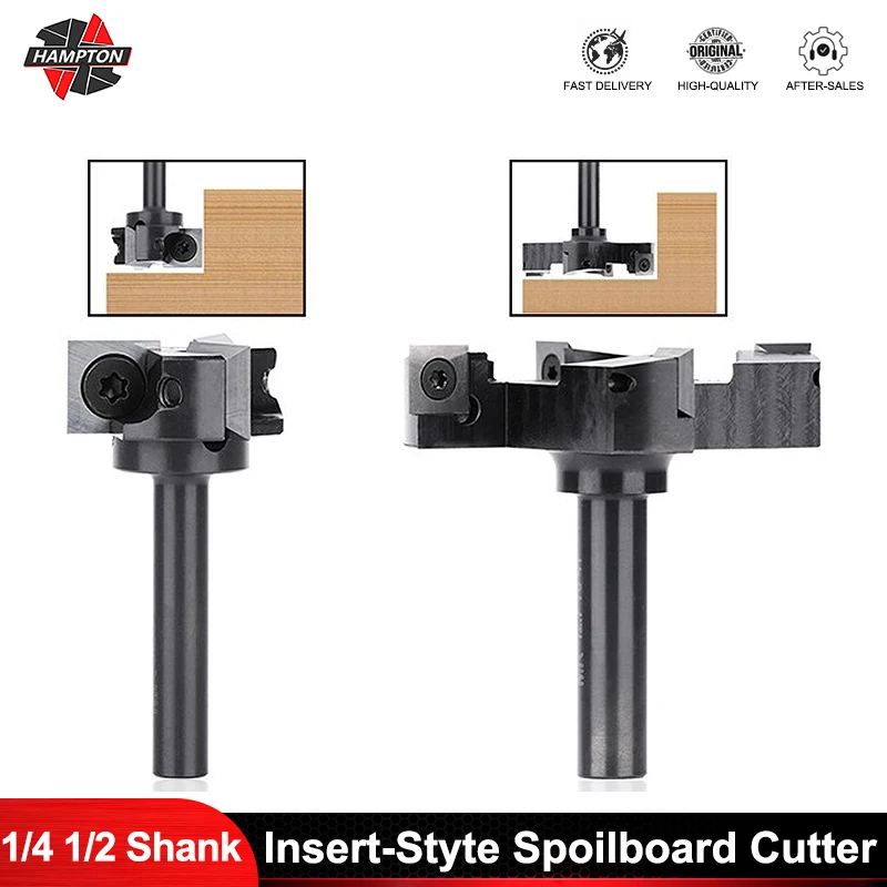 Hampton Wood Planer Bit 4 Flute 1/4 1/2 Shank Spoilboard Surfacing