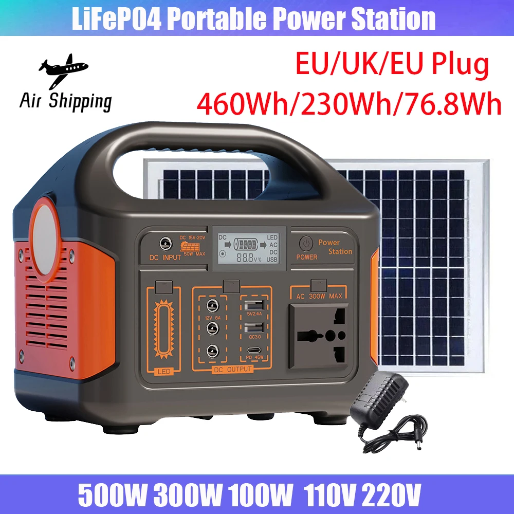 Portable Power Station Solar Generator Mobile Power Supply 500W/300W/100W 460Wh/230Wh/76Wh 220V/110V for Camping