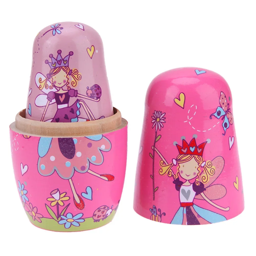 5 Piece Set Matryoshka Doll Handmade Wood Stacking Home Room Decoration Children Toys Angel Hand Painted Halloween Birthday Gift