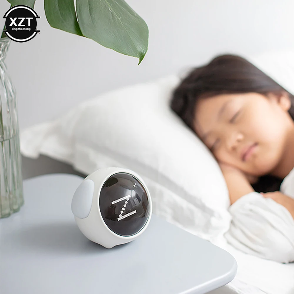 MultiFunction Table Clock Expression Alarm Clock Pixel Alarm Clock Bedside Kids Night Wake Up Light Smart Alarm Clock Children 6